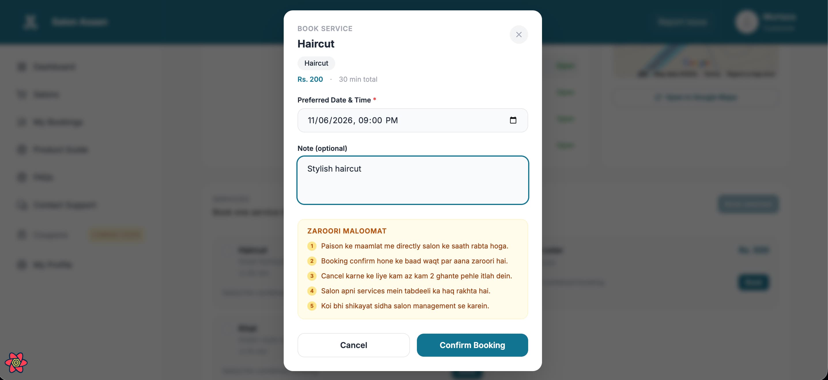 Customer Booking