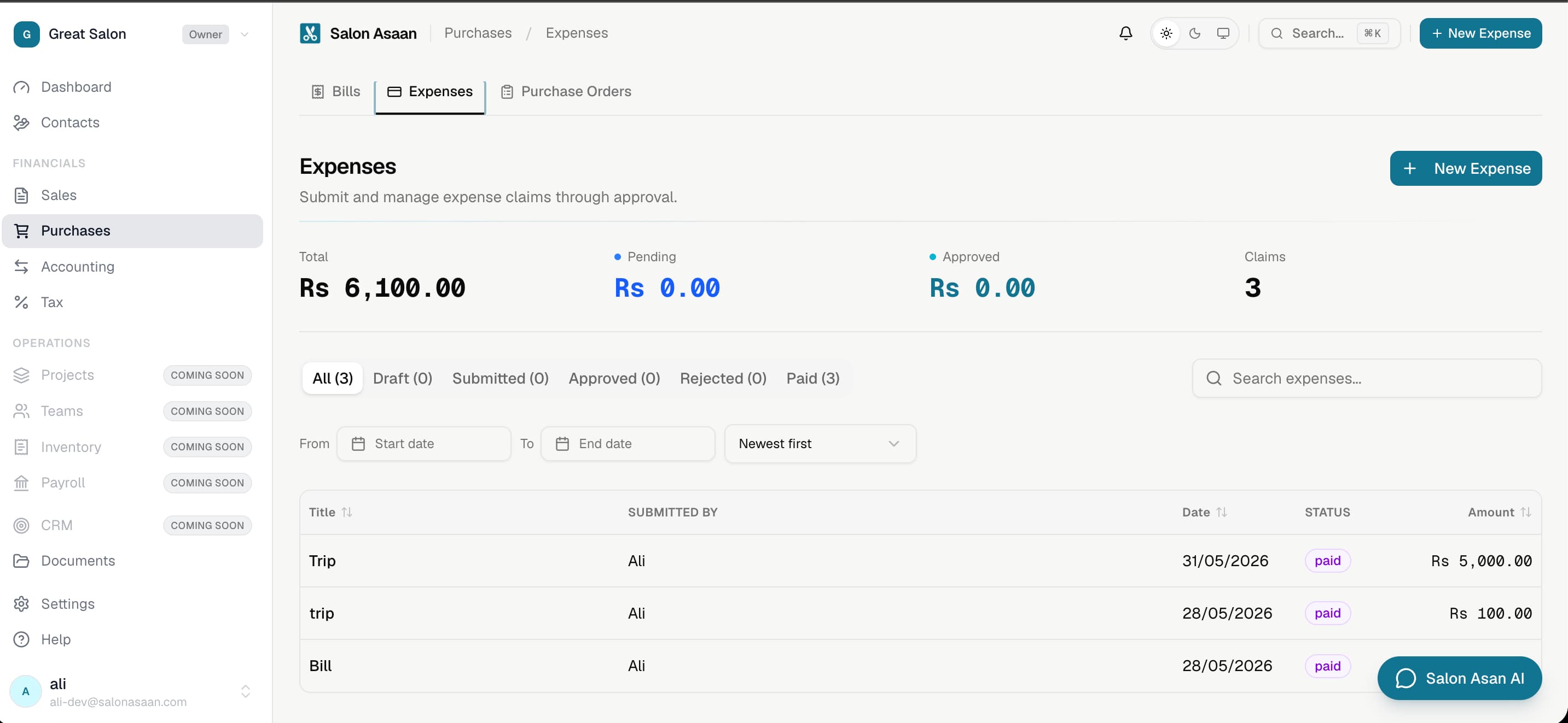 Expense Tracking